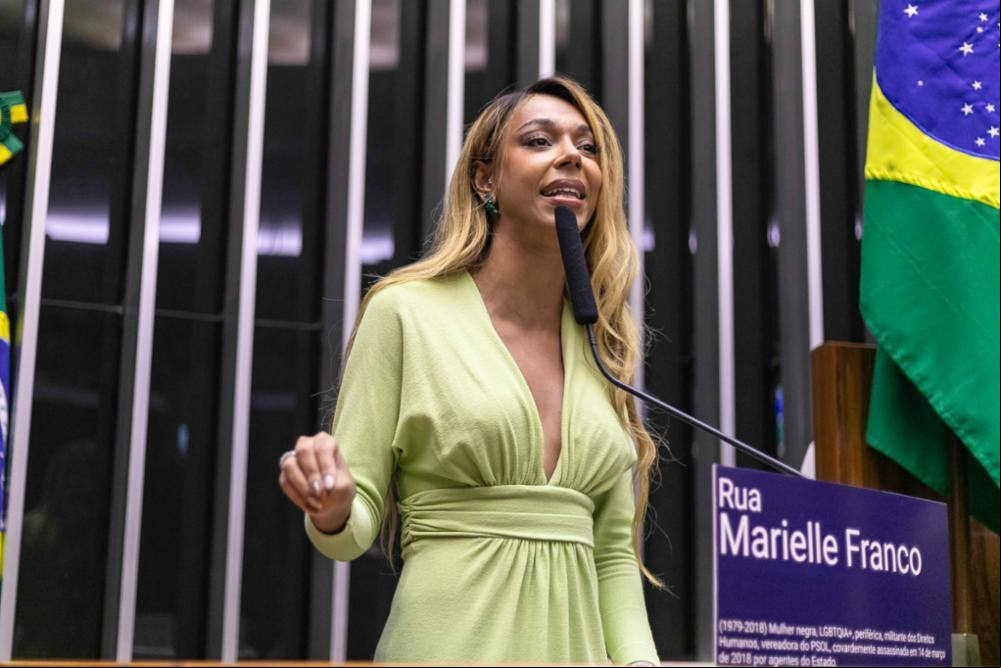 A deputada federal Erika Hilton, líder do PSOL no Câmara