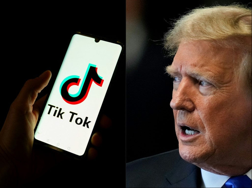 COMBO-FILES-US-VOTE-TRUMP-TIKTOK No dia 19 de janeiro, entrou em vigor nos Estados Unidos uma lei que proíbe o TikTik de compartilhamento de vídeos